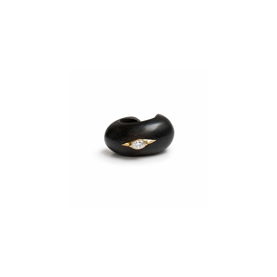 Single ebony earring with a marquise-cut stone Totem | OR MONOMQ 0,15+O.G.